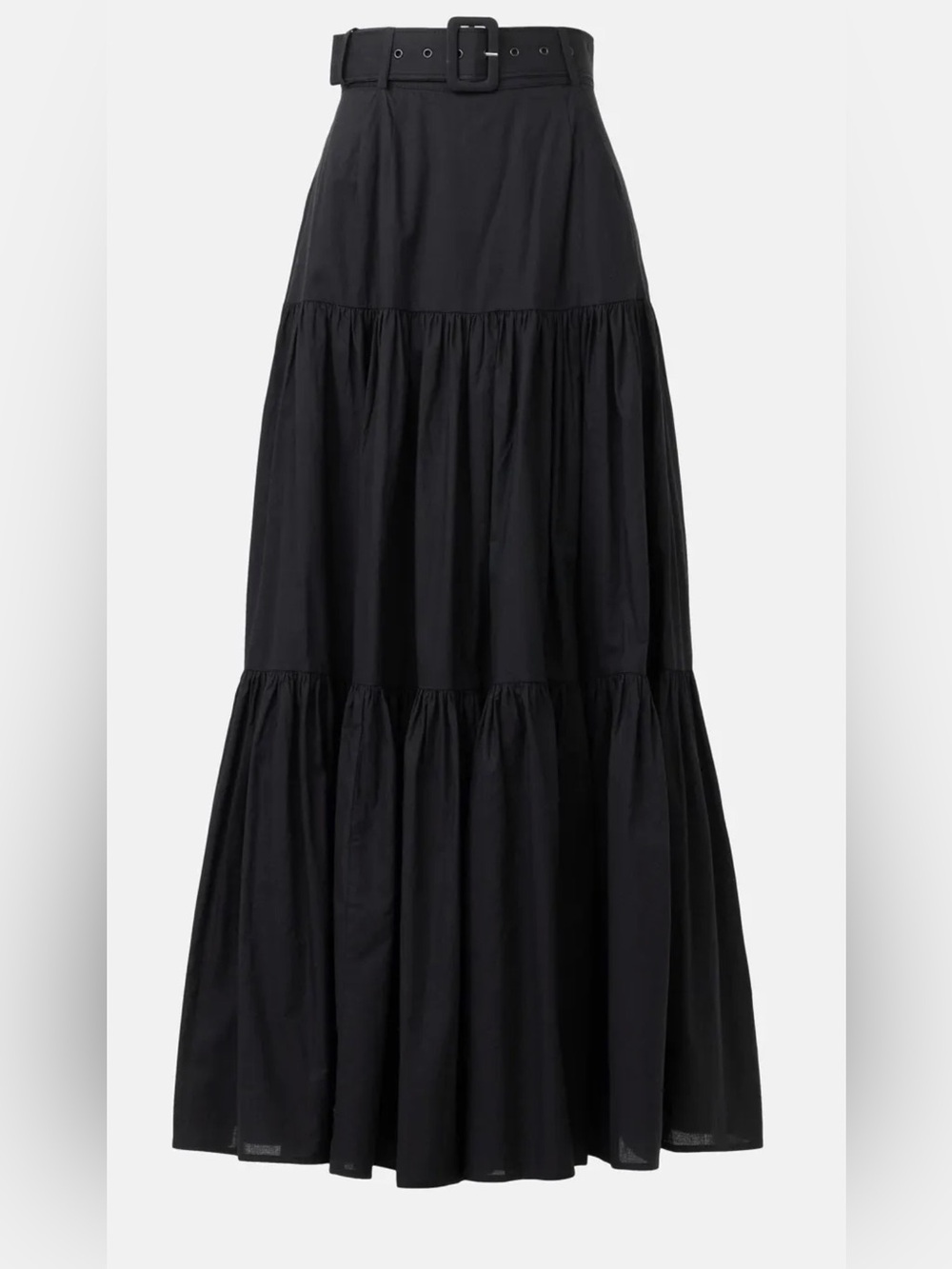 Hutch Cotton Black Tiered Maxi Skirt